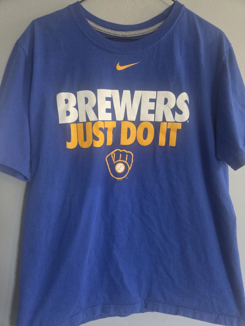 Nike Royal Blue Crewneck Graphic Tee with White Logo